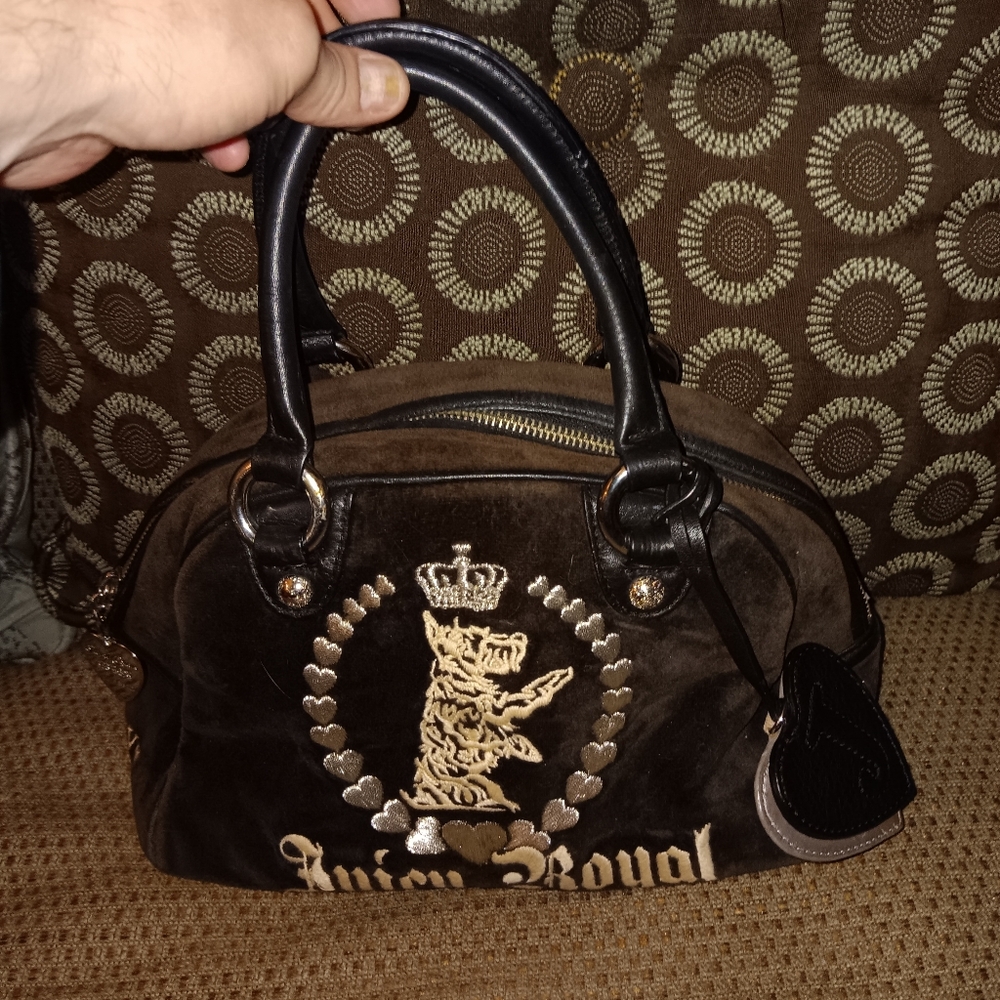Juocy Couture Y2k Vintage Velour Bowler Bag